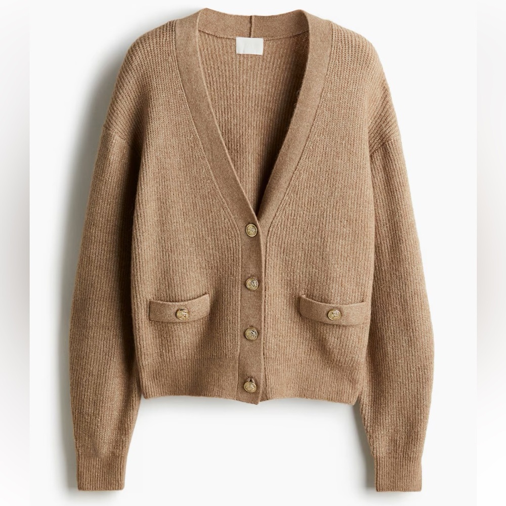 H&M Tan Cardigan with Gold Buttons Small